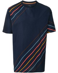 T-shirt girocollo a righe orizzontali blu scuro di Paul Smith