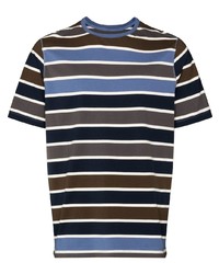 T-shirt girocollo a righe orizzontali blu scuro di Pop Trading Company