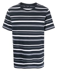 T-shirt girocollo a righe orizzontali blu scuro di Ron Dorff