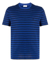 T-shirt girocollo a righe orizzontali blu scuro di Saint Laurent