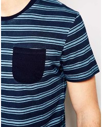 T-shirt girocollo a righe orizzontali blu scuro di Bellfield