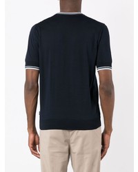 T-shirt girocollo a righe orizzontali blu scuro di BOSS