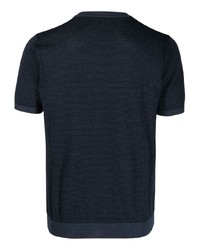T-shirt girocollo a righe orizzontali blu scuro di Corneliani