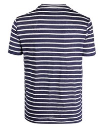 T-shirt girocollo a righe orizzontali blu scuro di Altea