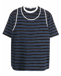 T-shirt girocollo a righe orizzontali blu scuro di Sunnei