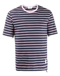 T-shirt girocollo a righe orizzontali blu scuro di Thom Browne