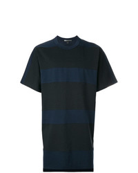 T-shirt girocollo a righe orizzontali blu scuro di Y-3