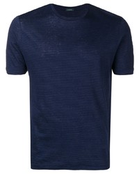 T-shirt girocollo a righe orizzontali blu scuro di Zanone