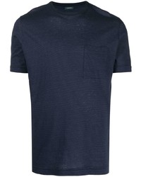 T-shirt girocollo a righe orizzontali blu scuro di Zanone
