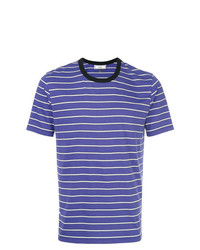 T-shirt girocollo a righe orizzontali blu di AMI Alexandre Mattiussi