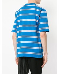 T-shirt girocollo a righe orizzontali blu di Sacai