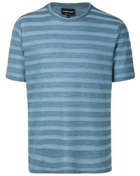 T-shirt girocollo a righe orizzontali blu di Giorgio Armani