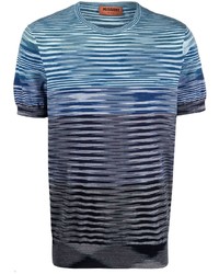 T-shirt girocollo a righe orizzontali blu di Missoni