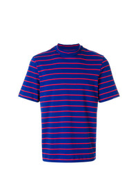 T-shirt girocollo a righe orizzontali blu di MSGM