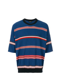 T-shirt girocollo a righe orizzontali blu di Roberto Collina