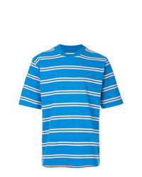 T-shirt girocollo a righe orizzontali blu di Sacai