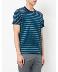 T-shirt girocollo a righe orizzontali blu di Cerruti 1881
