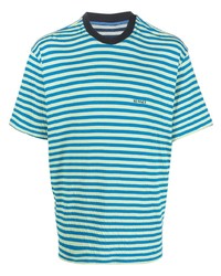 T-shirt girocollo a righe orizzontali blu di Sunnei