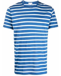 T-shirt girocollo a righe orizzontali blu di Sunspel