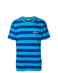 T-shirt girocollo a righe orizzontali blu di Tommy Jeans