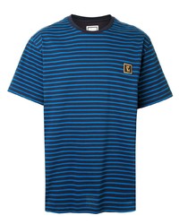 T-shirt girocollo a righe orizzontali blu di Wooyoungmi