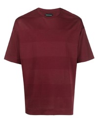 T-shirt girocollo a righe orizzontali bordeaux di Emporio Armani