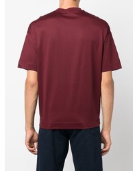 T-shirt girocollo a righe orizzontali bordeaux di Emporio Armani
