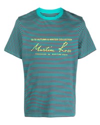 T-shirt girocollo a righe orizzontali bordeaux di Martine Rose
