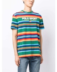 T-shirt girocollo a righe orizzontali foglia di tè di Polo Ralph Lauren