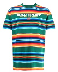 T-shirt girocollo a righe orizzontali foglia di tè di Polo Ralph Lauren