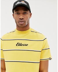 T-shirt girocollo a righe orizzontali gialla di Ellesse