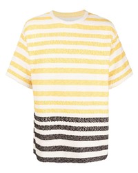 T-shirt girocollo a righe orizzontali gialla di Jil Sander