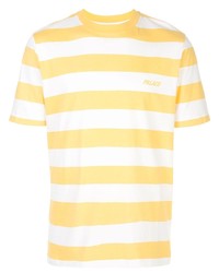 T-shirt girocollo a righe orizzontali gialla di Palace
