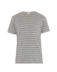 T-shirt girocollo a righe orizzontali grigia