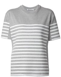 T-shirt girocollo a righe orizzontali grigia di Alexander Wang
