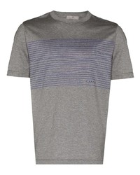T-shirt girocollo a righe orizzontali grigia di Canali