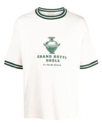 T-shirt girocollo a righe orizzontali grigia di Drôle De Monsieur