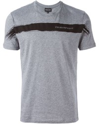 T-shirt girocollo a righe orizzontali grigia di Emporio Armani