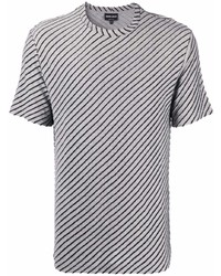 T-shirt girocollo a righe orizzontali grigia di Giorgio Armani