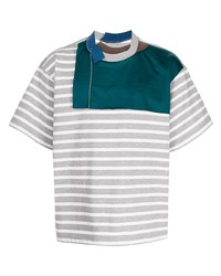 T-shirt girocollo a righe orizzontali grigia di Kolor