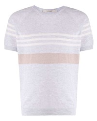 T-shirt girocollo a righe orizzontali grigia di La Fileria For D'aniello