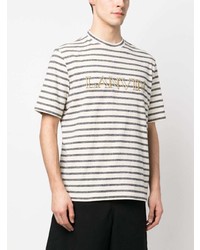 T-shirt girocollo a righe orizzontali grigia di Lanvin