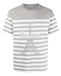 T-shirt girocollo a righe orizzontali grigia di MAISON KITSUNÉ