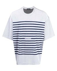 T-shirt girocollo a righe orizzontali grigia di Mastermind World