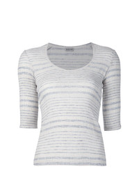 T-shirt girocollo a righe orizzontali grigia di Rachel Comey