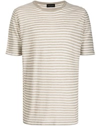 T-shirt girocollo a righe orizzontali grigia di Roberto Collina