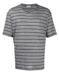 T-shirt girocollo a righe orizzontali grigia di Saint Laurent