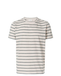 T-shirt girocollo a righe orizzontali grigia di Saint Laurent