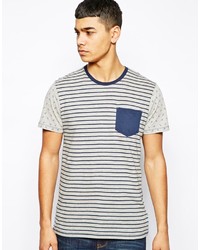 T-shirt girocollo a righe orizzontali grigia di Solid