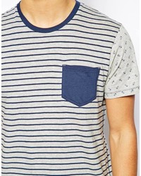 T-shirt girocollo a righe orizzontali grigia di Solid
